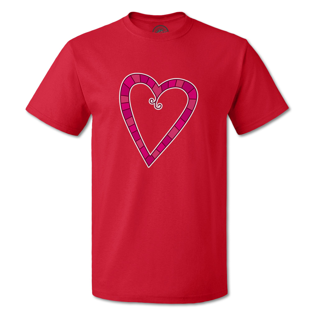 Funny Graphic T Shirts Dark Heart Bold Shape Valentines Day Cotton Patterned Top - Picture 9 of 14