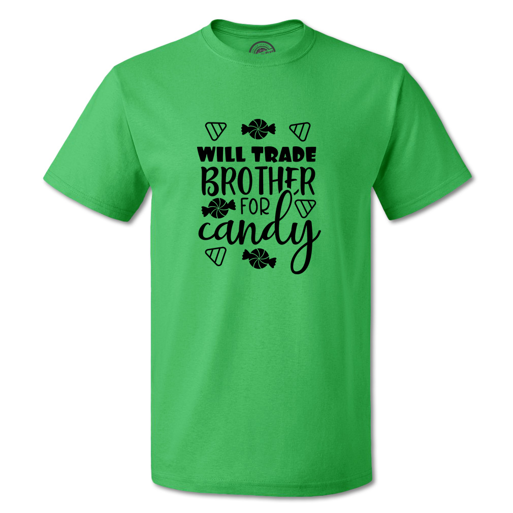 Funny Graphic T Shirts Halloween Will Trade Brother for Candy Cotton Blanket Top - Picture 19 of 24