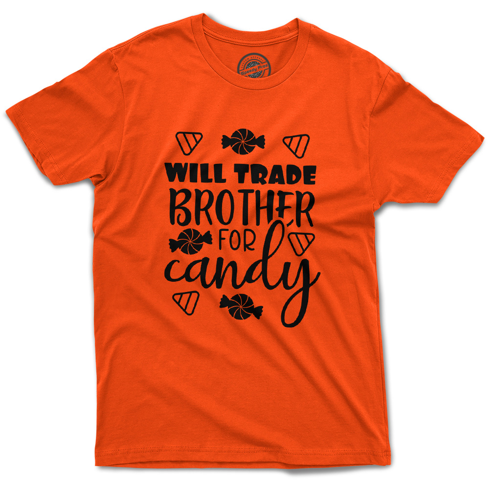 Funny Graphic T Shirts Halloween Will Trade Brother for Candy Cotton Blanket Top - Picture 23 of 24