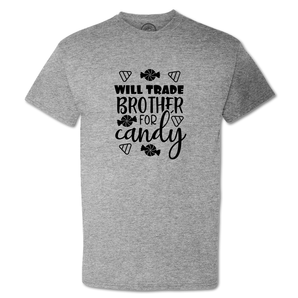Funny Graphic T Shirts Halloween Will Trade Brother for Candy Cotton Blanket Top - Picture 7 of 24