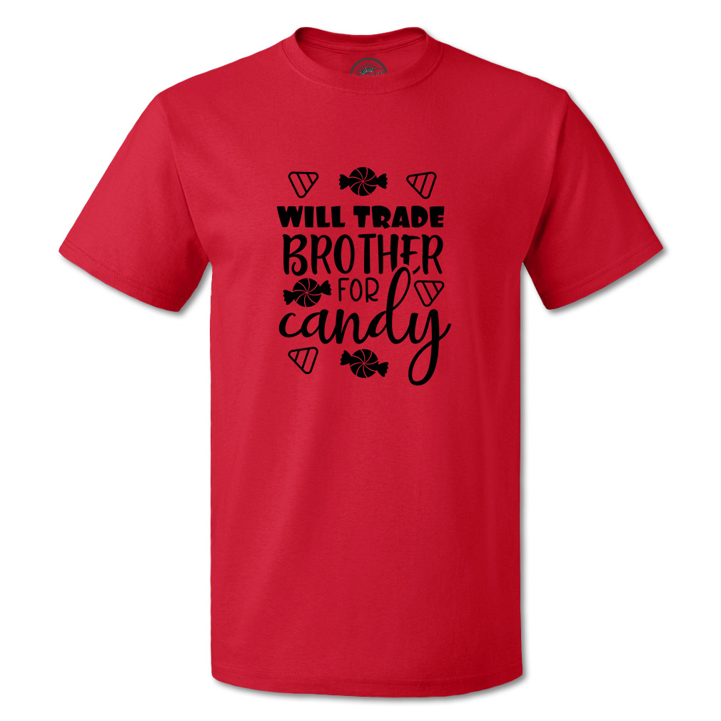 Funny Graphic T Shirts Halloween Will Trade Brother for Candy Cotton Blanket Top - Picture 9 of 24