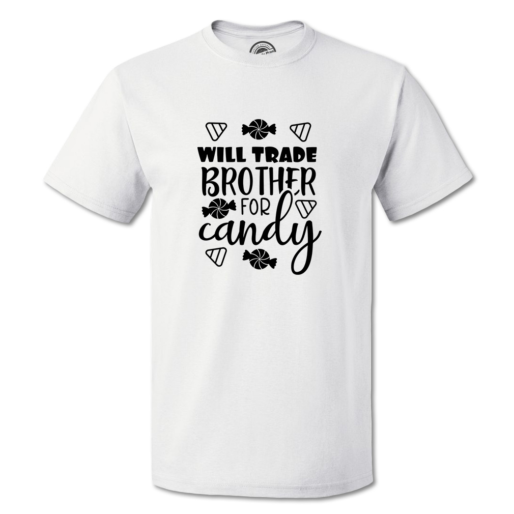 Funny Graphic T Shirts Halloween Will Trade Brother for Candy Cotton Blanket Top - Picture 13 of 24