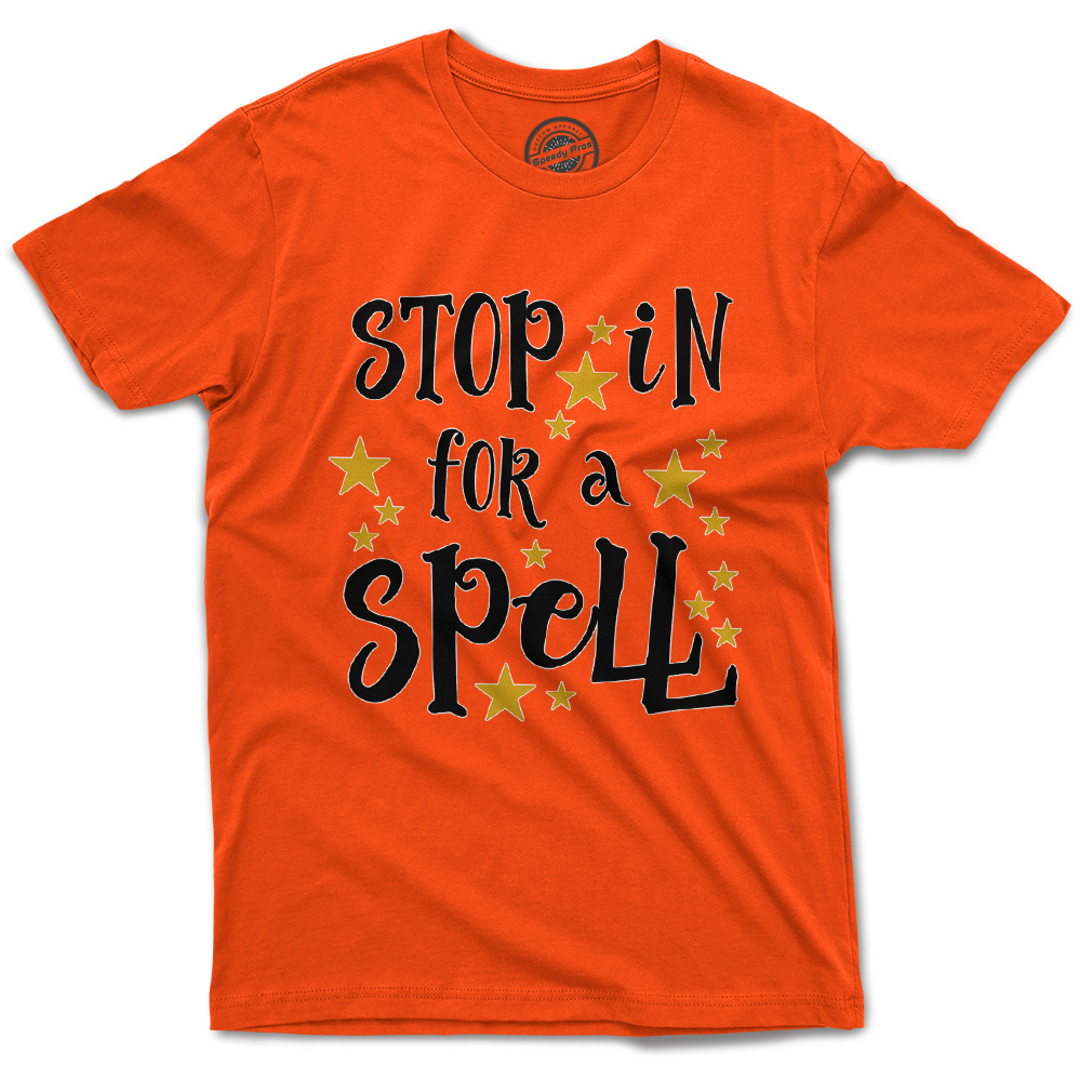 Funny Graphic T Shirts Halloween Stop in for Spell Golden Star Cotton Casper Top - Picture 23 of 24