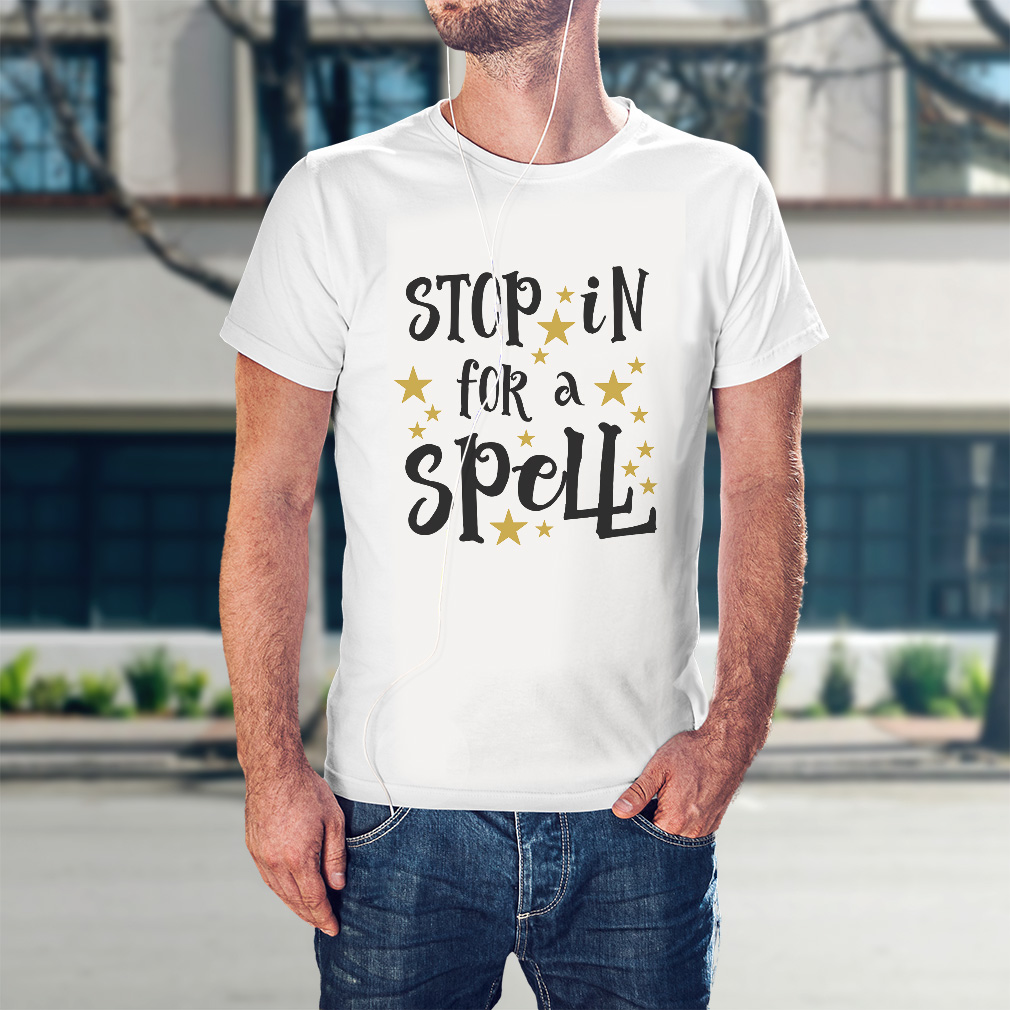 Funny Graphic T Shirts Halloween Stop in for Spell Golden Star Cotton Casper Top - Picture 3 of 24