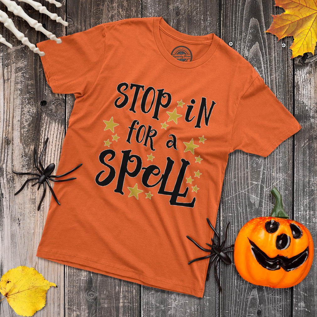 Funny Graphic T Shirts Halloween Stop in for Spell Golden Star Cotton Casper Top - Picture 4 of 24