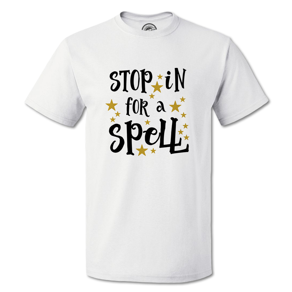 Funny Graphic T Shirts Halloween Stop in for Spell Golden Star Cotton Casper Top - Picture 13 of 24