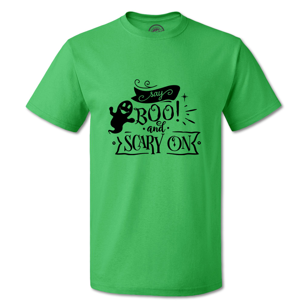 Funny Graphic T Shirts Halloween Say Boo and Scary on Style A Cotton Bats Top - Picture 19 of 24